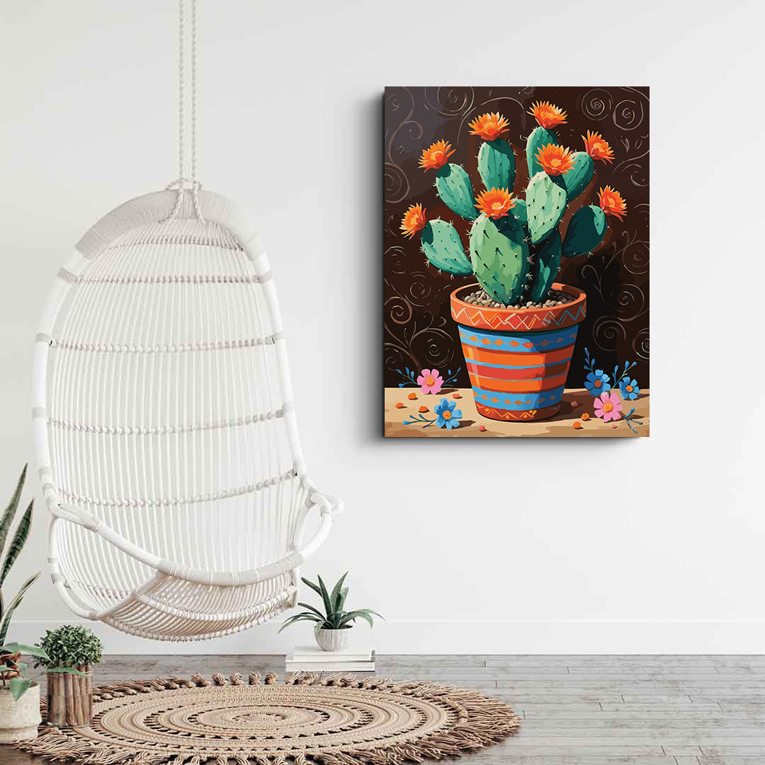 Pictura pe Numere – Cactus in vas pictat 6848
