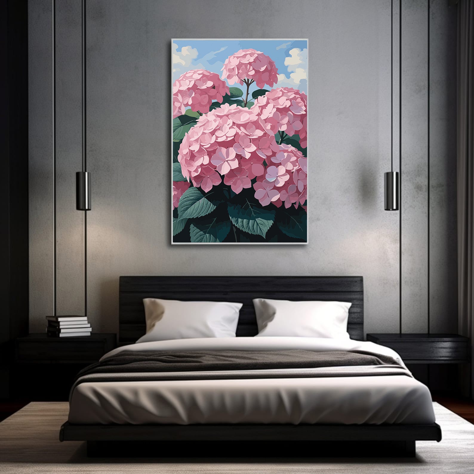Pictura pe Numere – Hortensii roz 7284