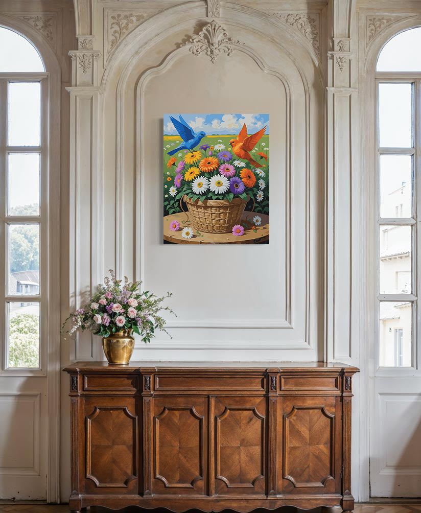 Pictura pe Numere – Gerbera in cos de paie 7009