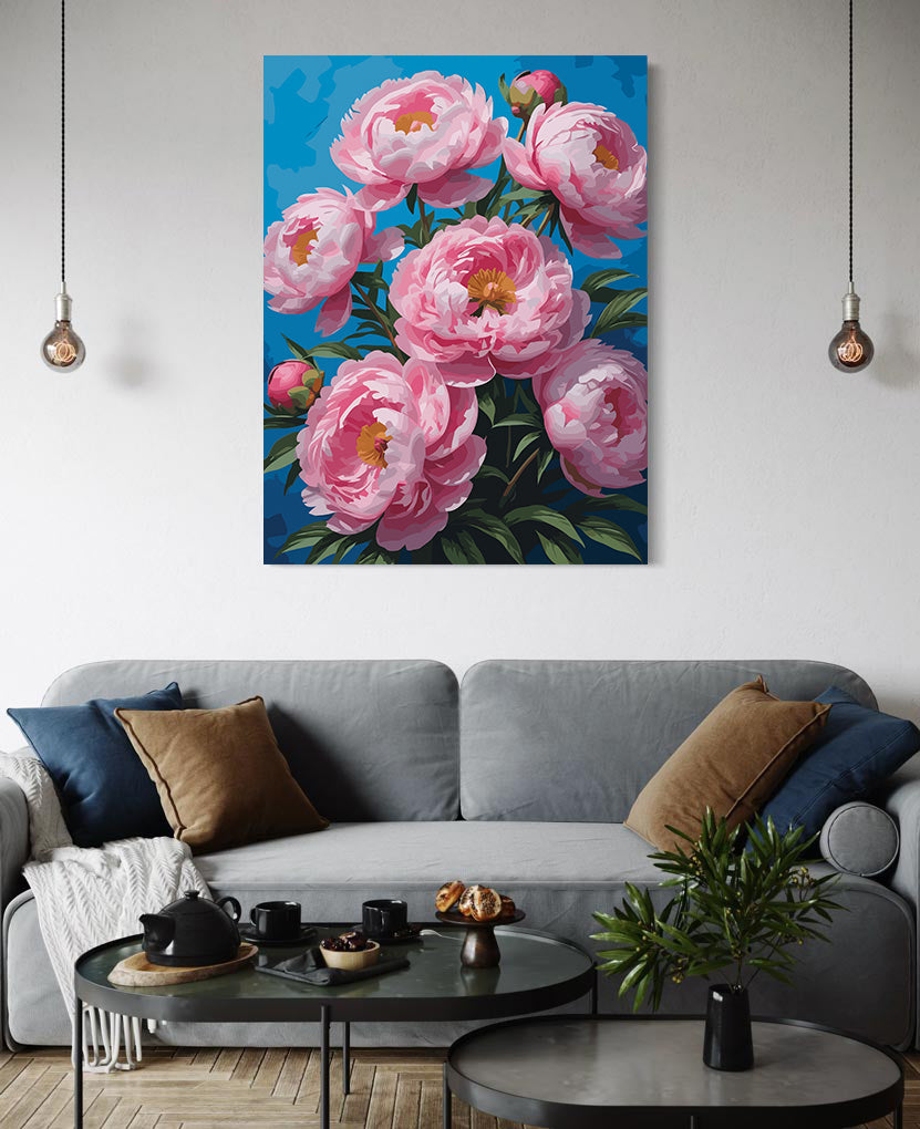Pictura pe Numere – Bujori roz 6895