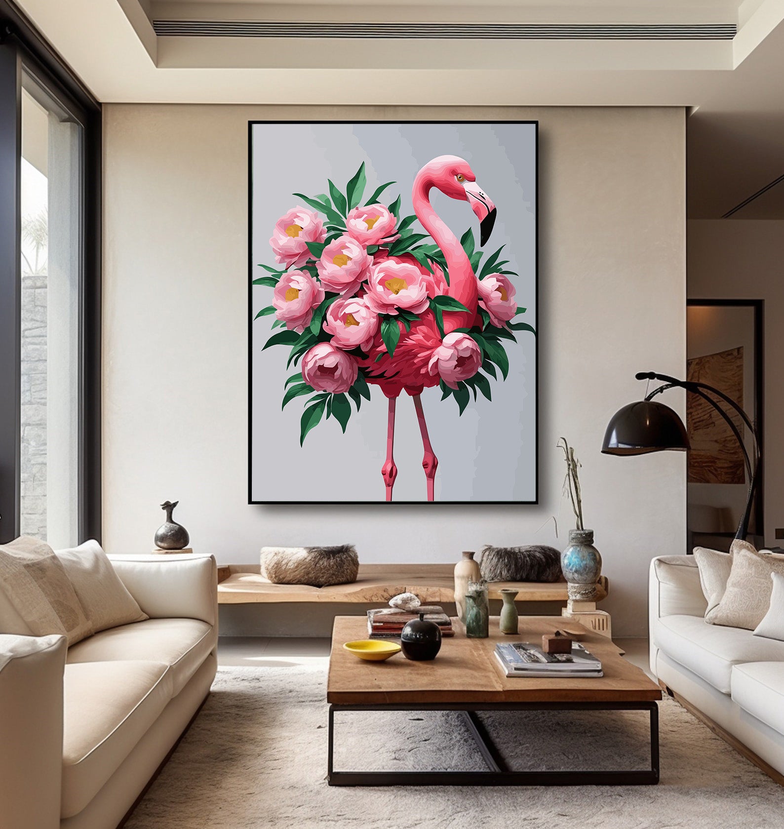 Pictura pe Numere – Flamingo si Bujori 6836