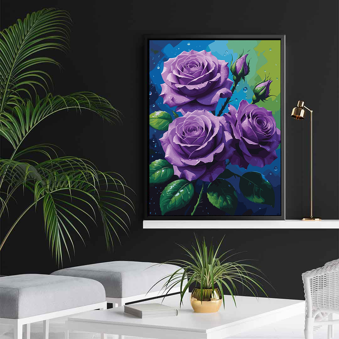 Pictura pe Numere – Trandafiri violet 7115