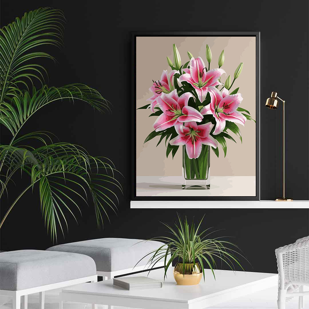 Pictura pe Numere – Crini in vas de cristal 6831