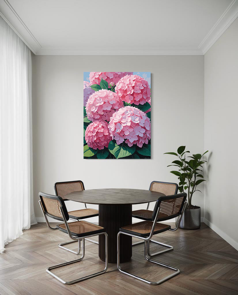 Pictura pe Numere – Imbratisare de hortensii roz 6999