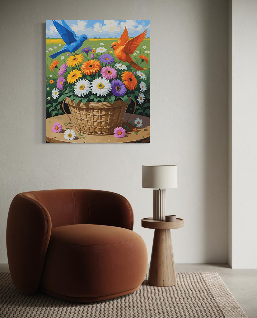 Pictura pe Numere – Gerbera in cos de paie 7009