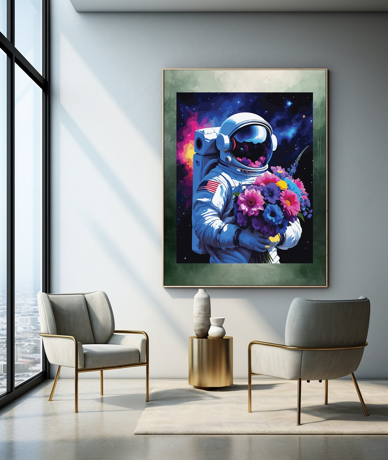 Pictura pe Numere – Astronaut cu flori 6899