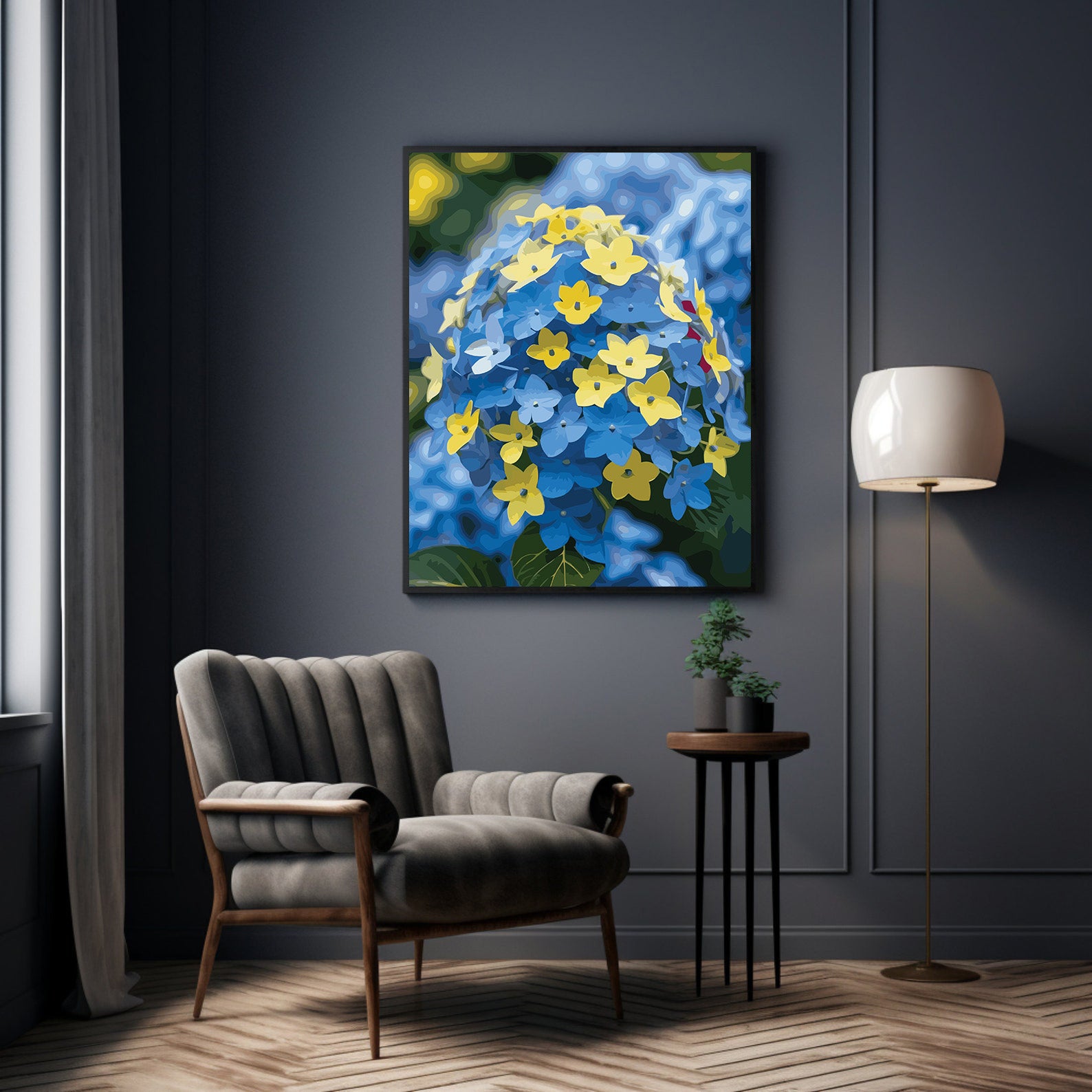 Pictura pe Numere – Hortensie albastra 6904