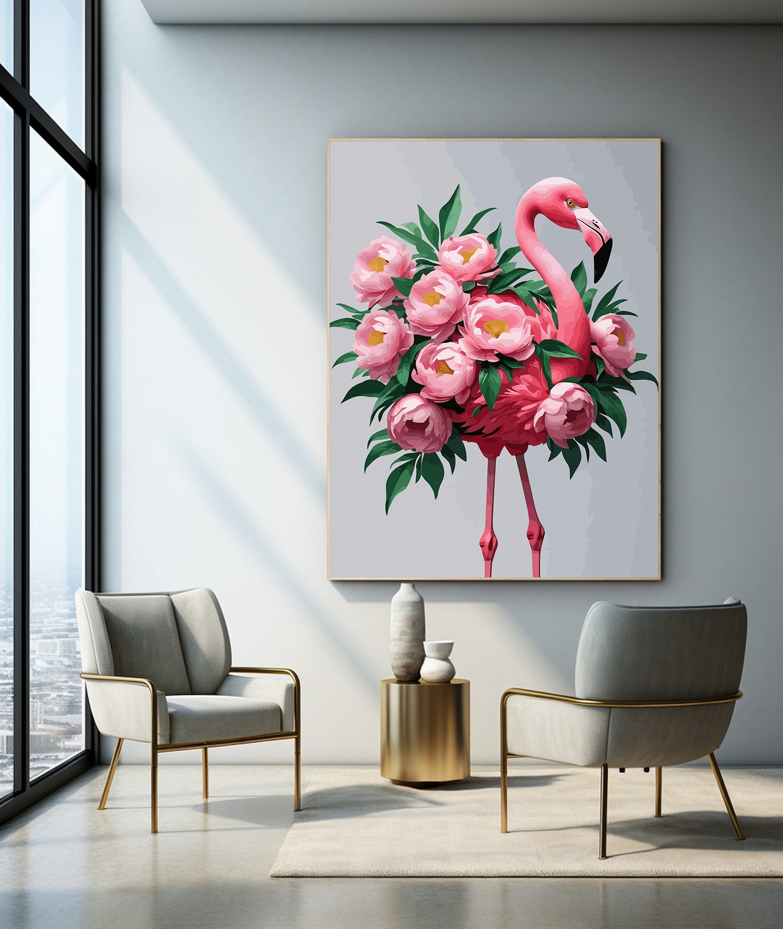 Pictura pe Numere – Flamingo si Bujori 6836