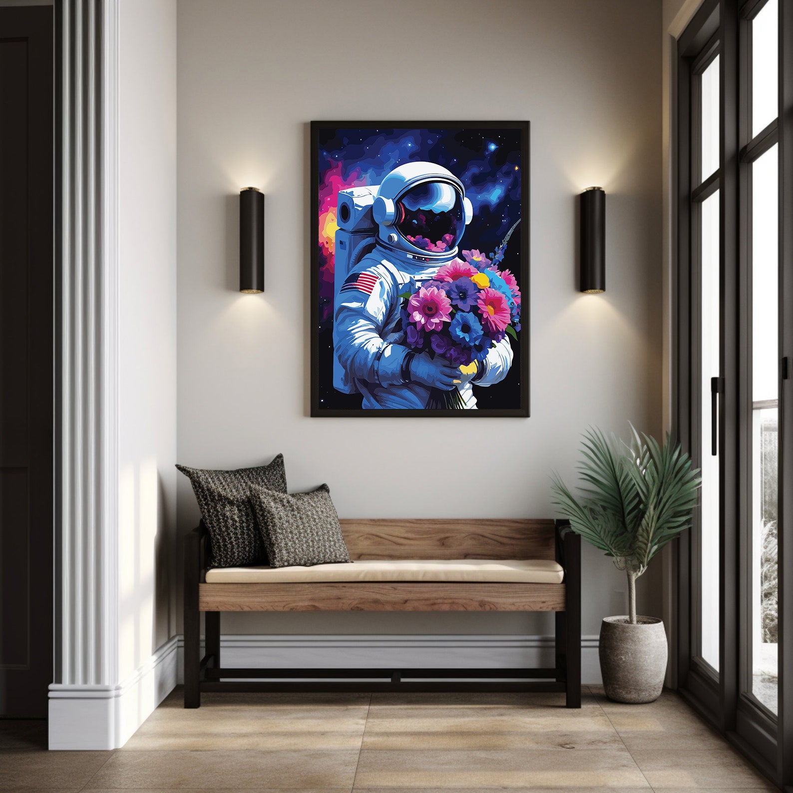 Pictura pe Numere – Astronaut cu flori 6899