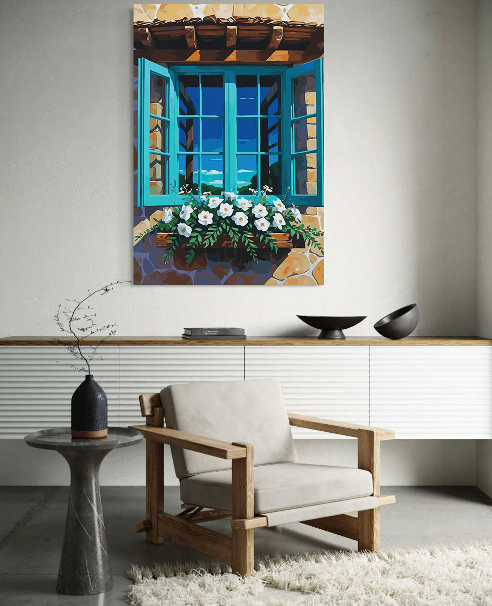 Pictura pe Numere – Fereastra cu flori 7202
