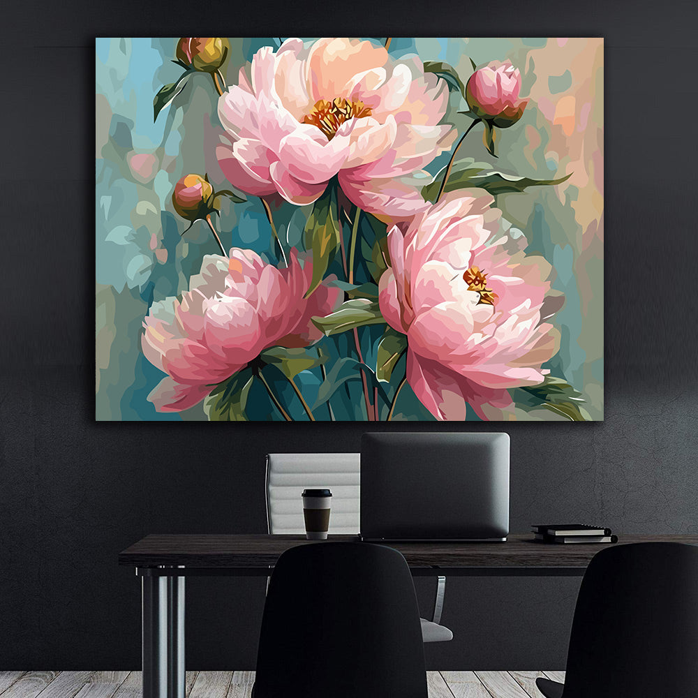 Pictura pe Numere Bujori Roz 6516