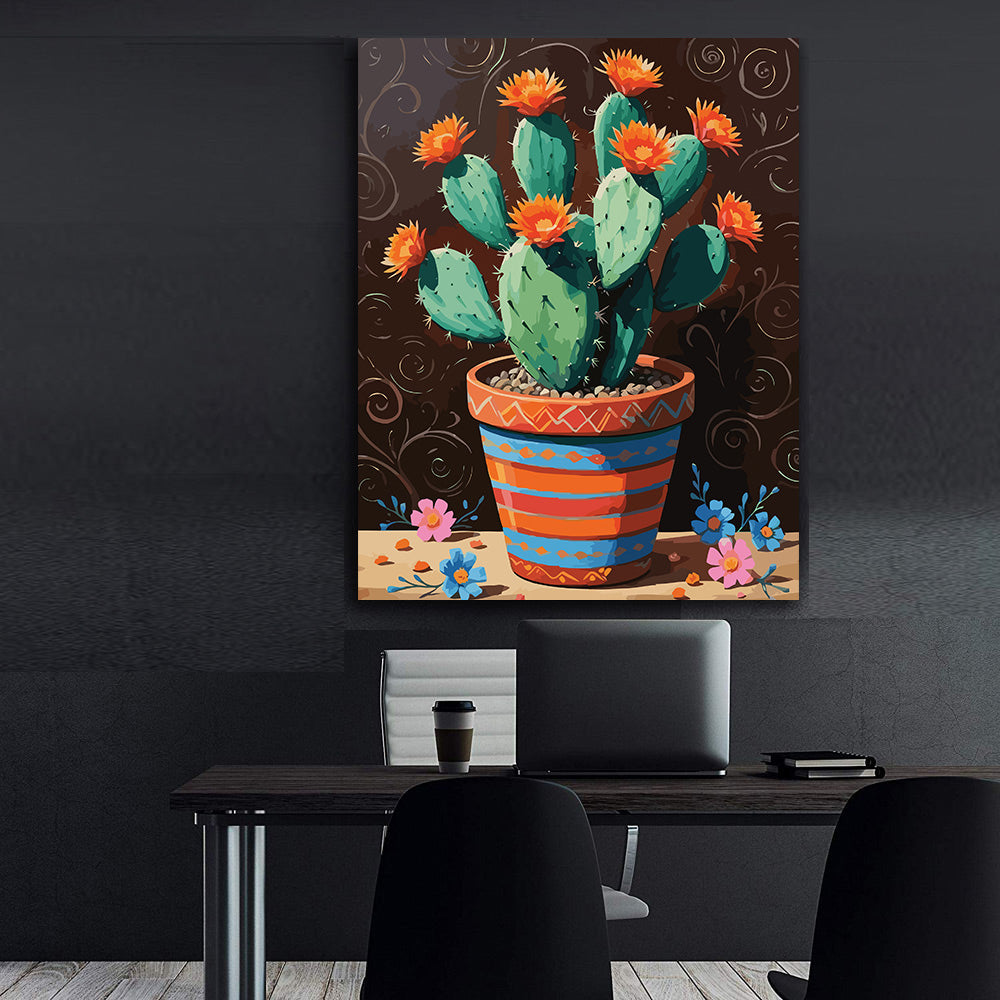 Pictura pe Numere – Cactus in vas pictat 6848