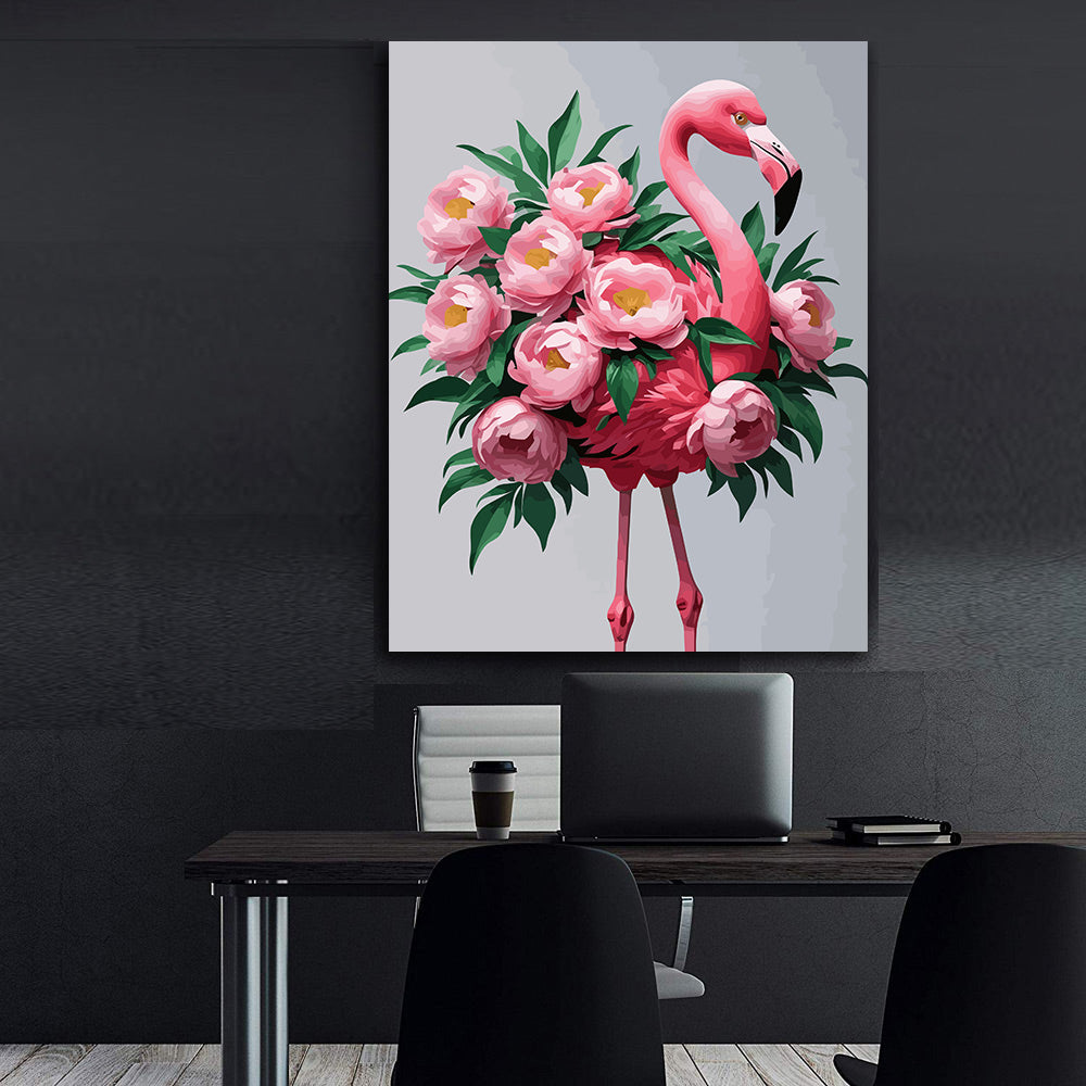 Pictura pe Numere – Flamingo si Bujori 6836