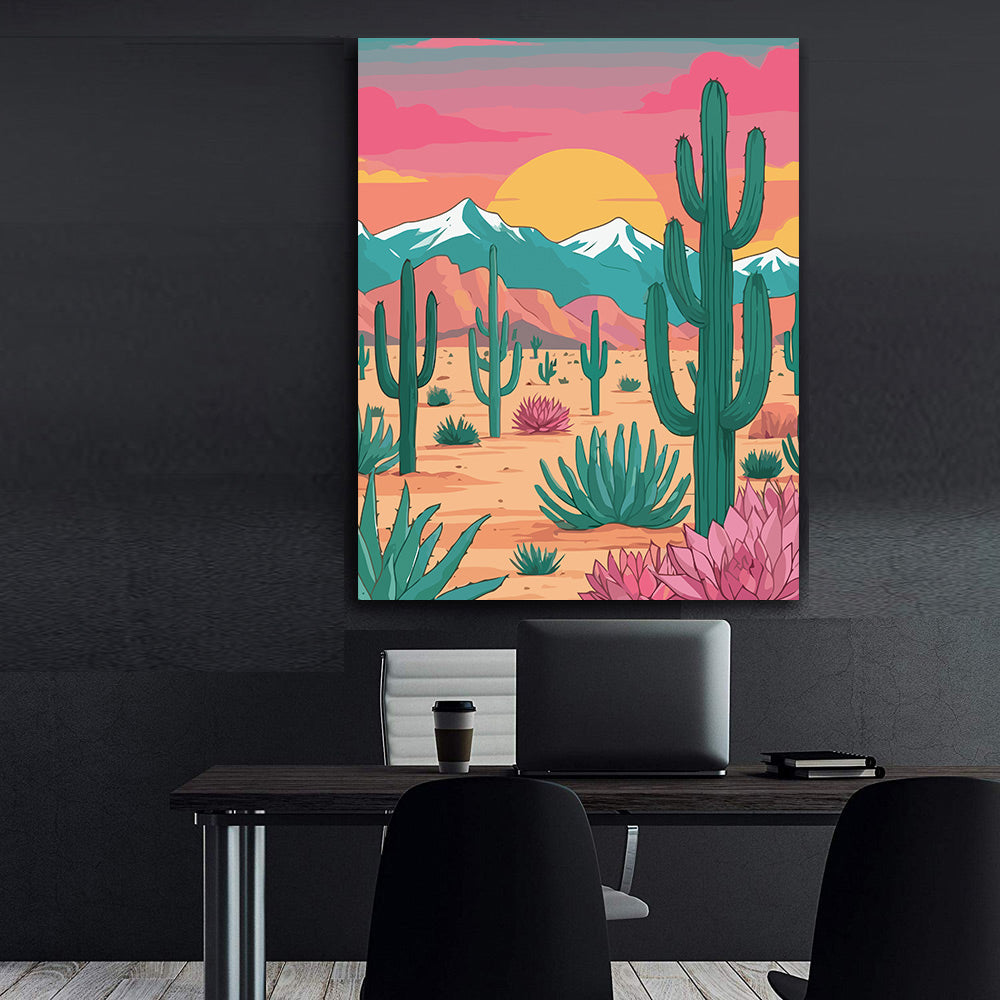 Pictura pe Numere – Amurgul desertului roz 7287