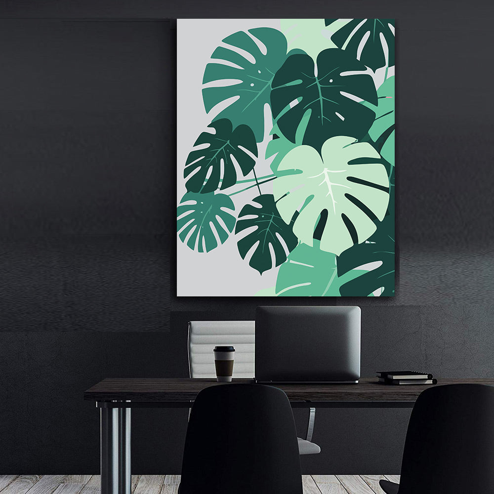 Pictura pe Numere – Monstera in umbre de smarald 7234