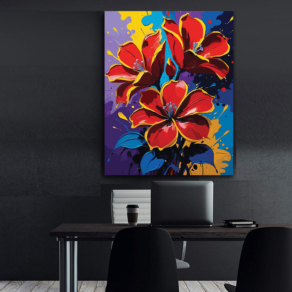Pictura pe Numere – Crini rosii abstracti 6894