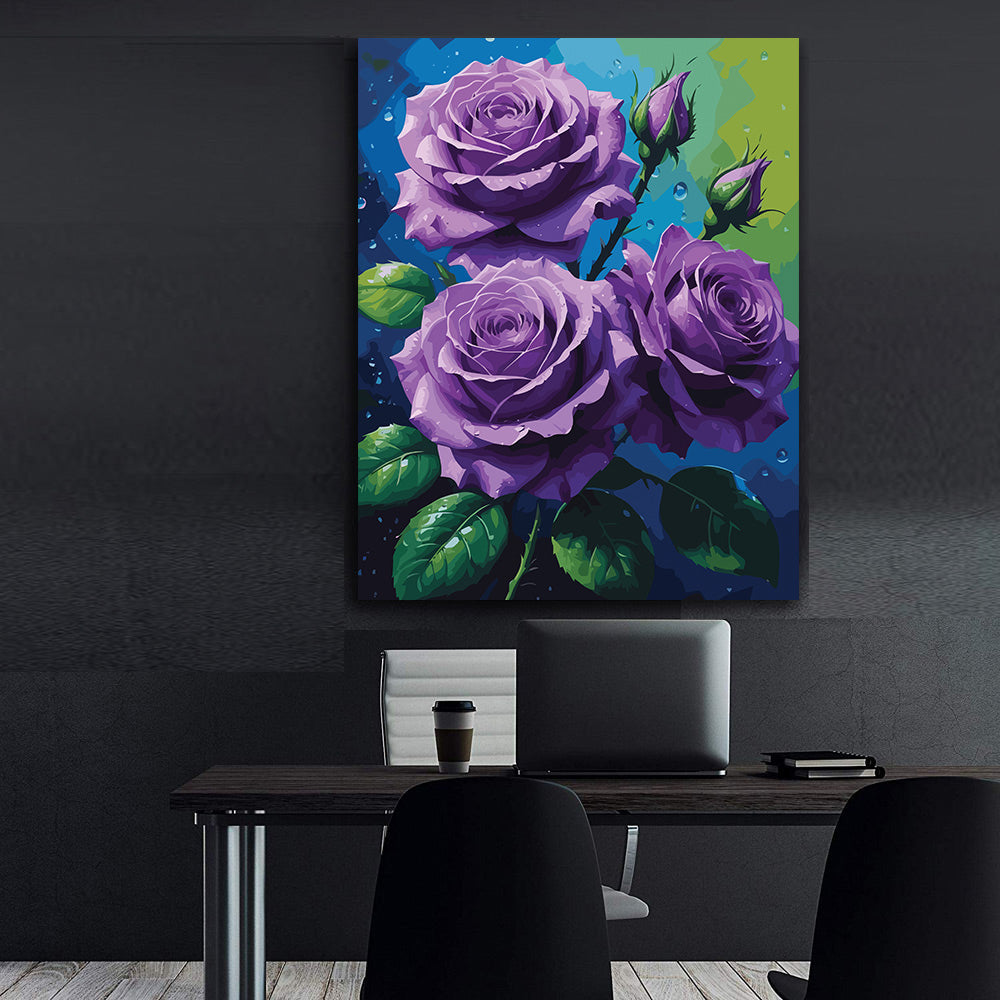 Pictura pe Numere – Trandafiri violet 7115
