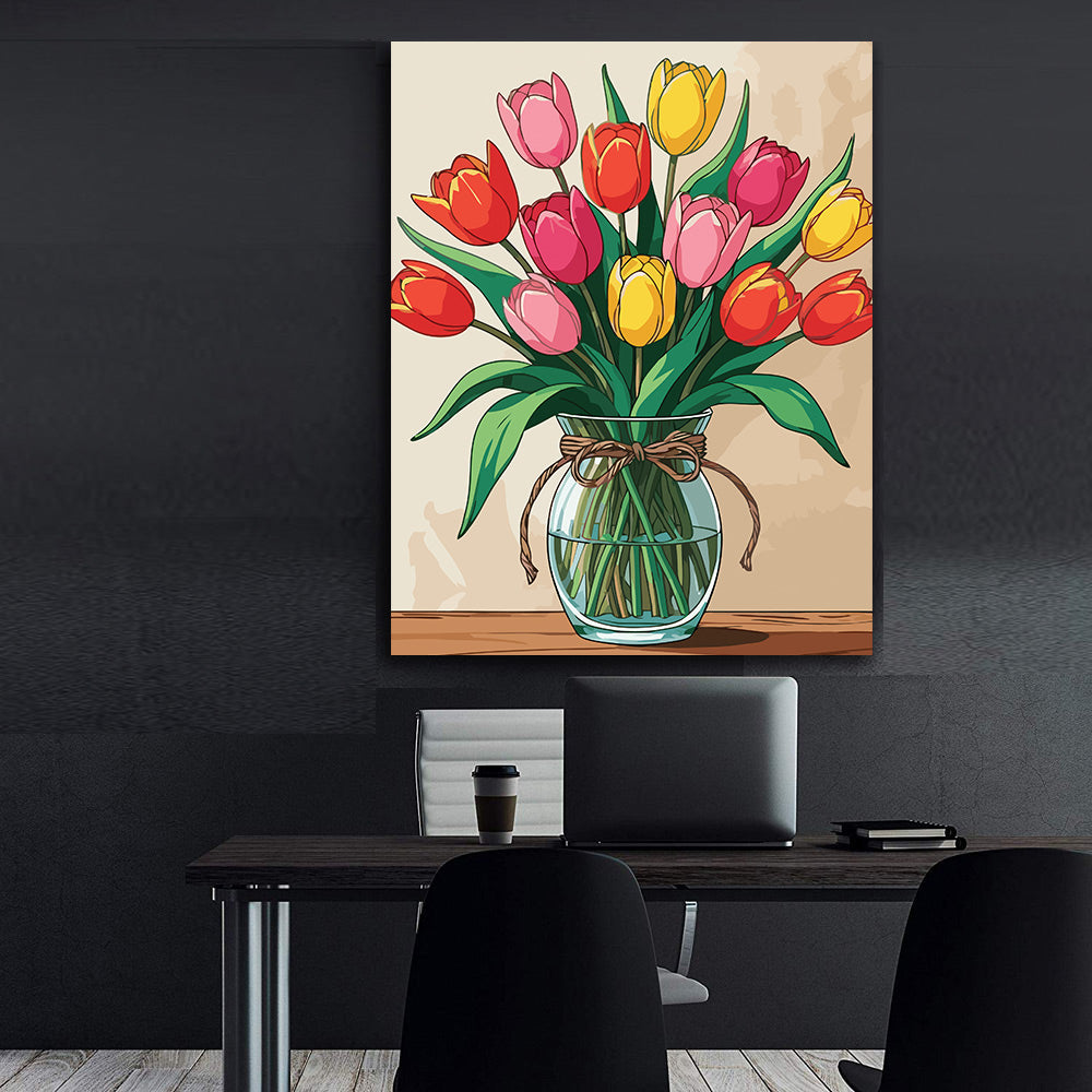 Pictura pe Numere – Tulipe in amfora 7077