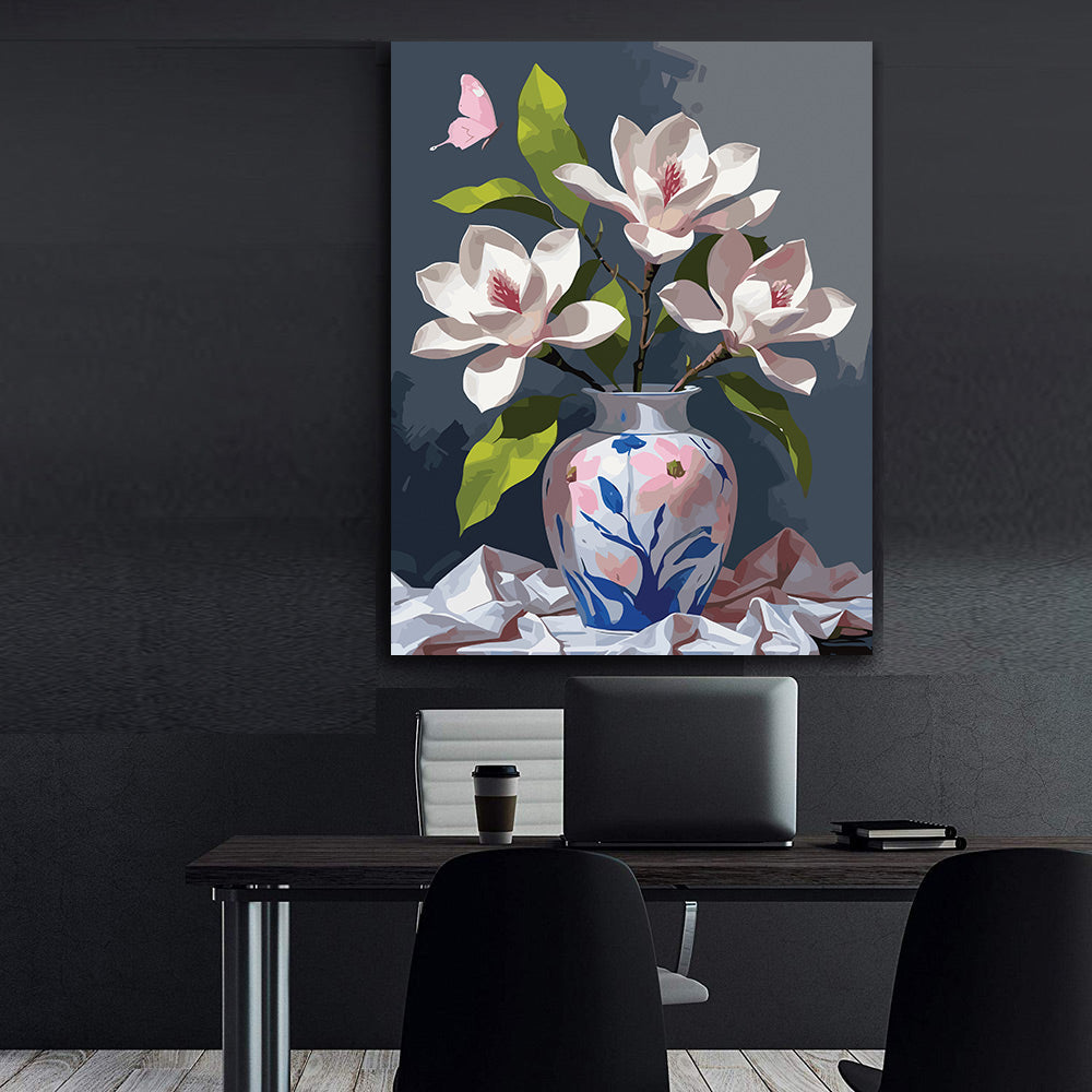 Pictura pe Numere – Magnolii si fluture 7241