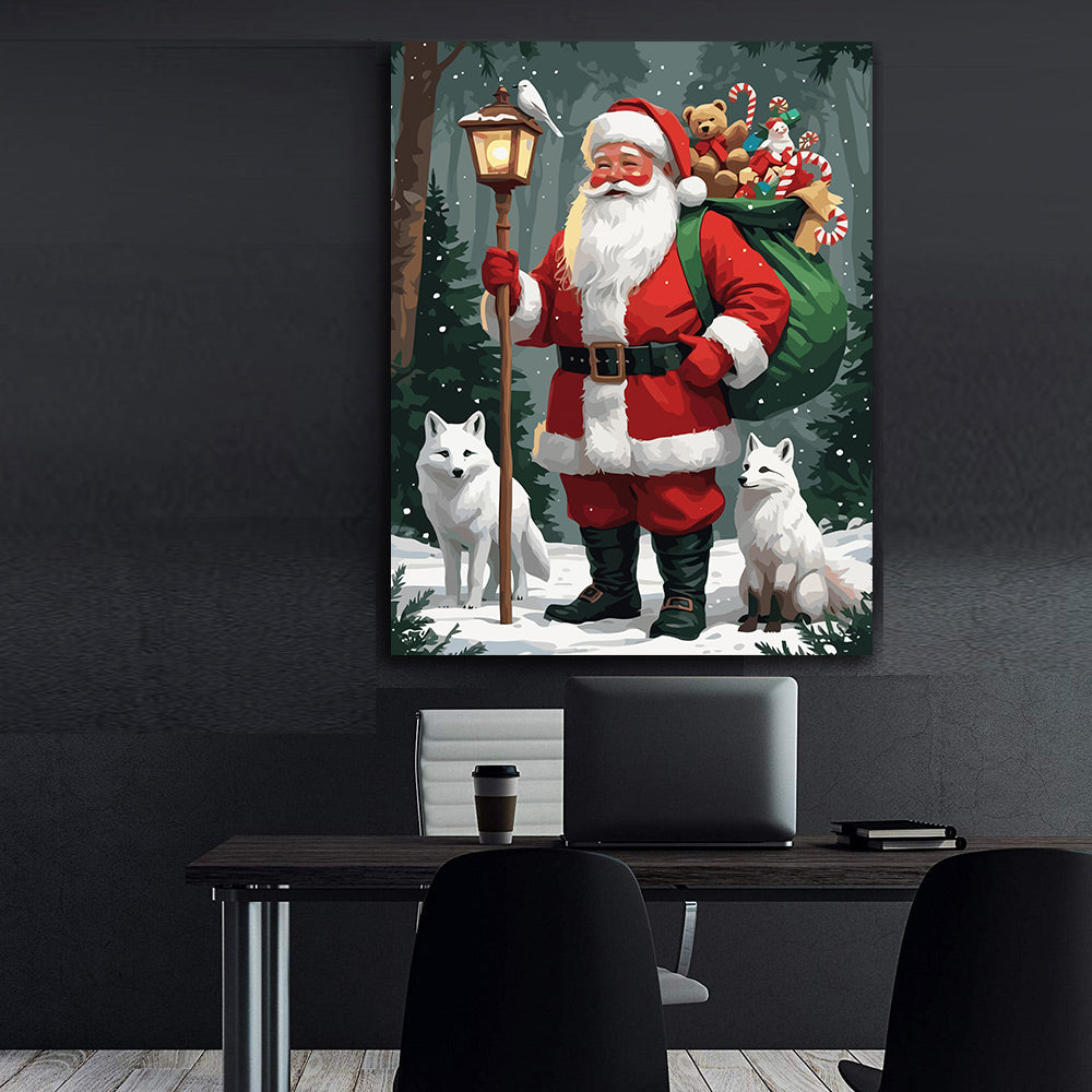 Set Pictură pe numere – Moș Crăciun Și Vulpițe 6187