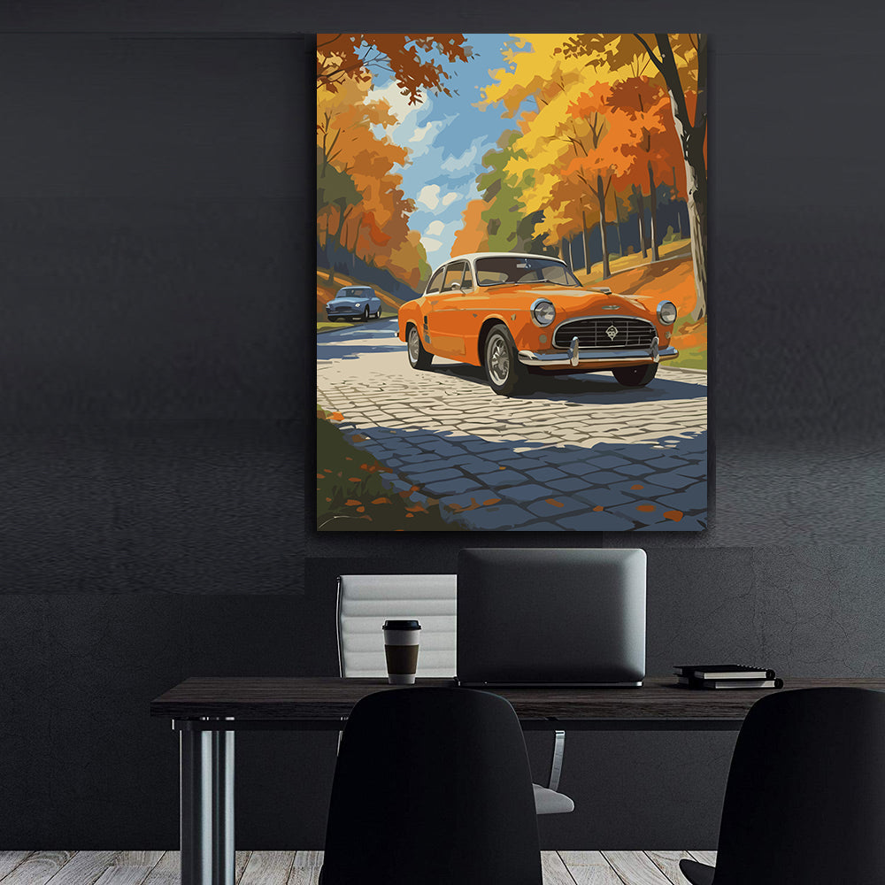 Set Pictură pe numere - Mașină Retro Toamna 6092