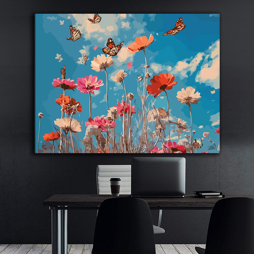 Pictura pe Numere – Dansul fluturilor in azur 6625