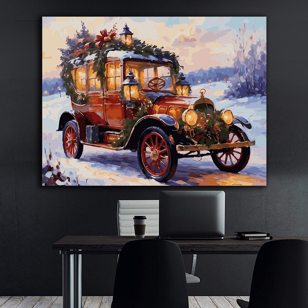 Set Pictură pe numere – Mașină Retro Iarna 6236