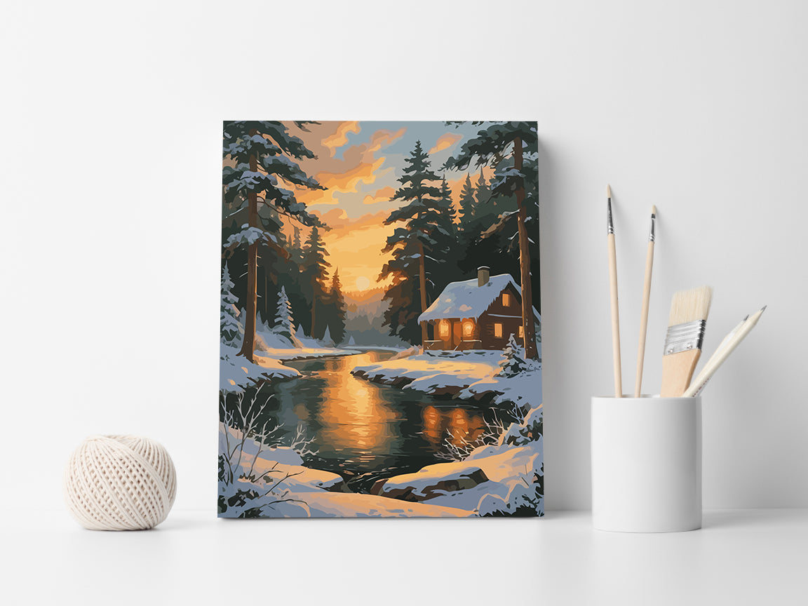 Set Pictură pe numere – Căsuță În Pădurea De Iarnă 6209