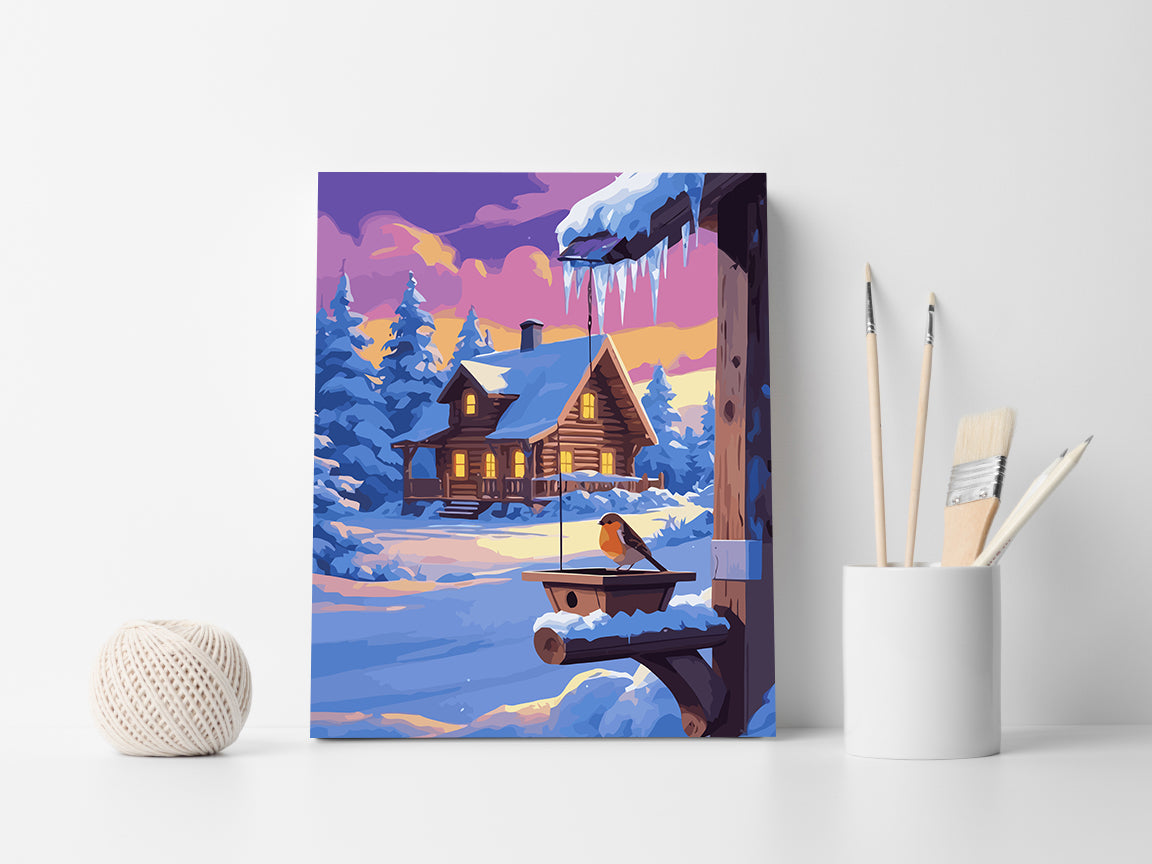 Set Pictură pe numere – Căsuță Înghețată Iarna 6235