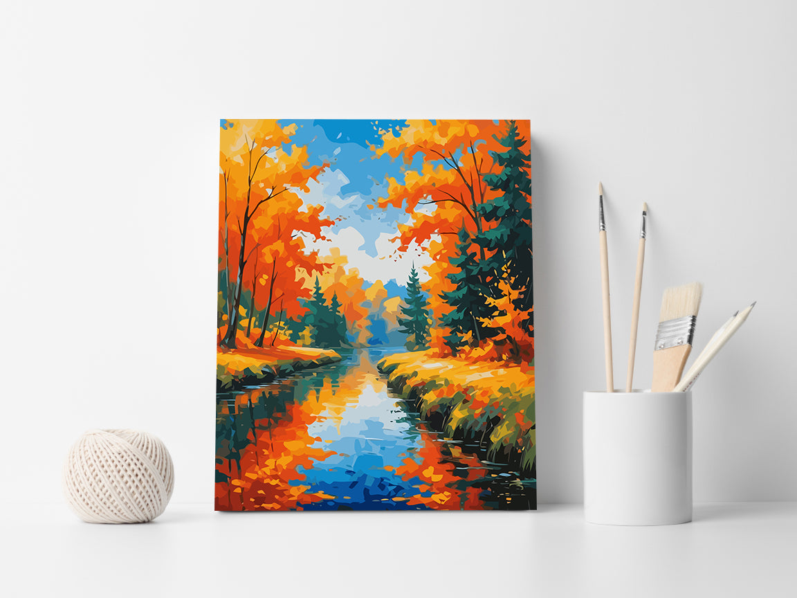 Set Pictură pe numere – Peisaj de Toamnă 6066