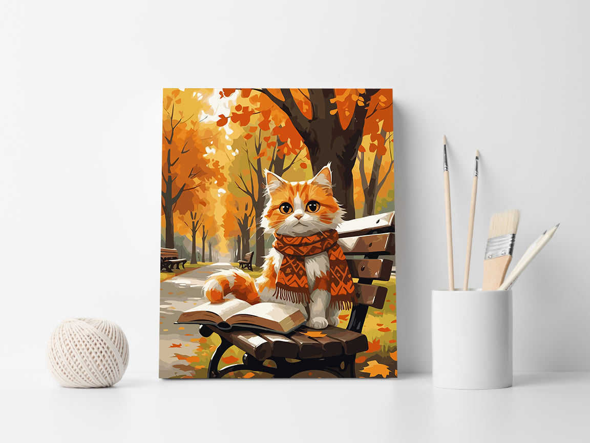 Set Pictură pe numere – Pisicuță Toamna în Parc 6089