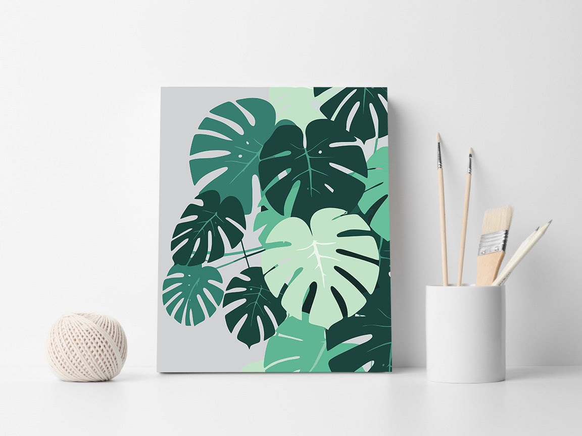 Pictura pe Numere – Monstera in umbre de smarald 7234