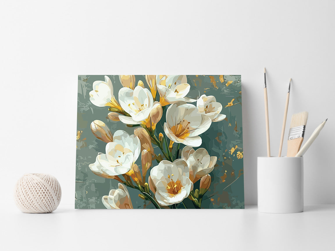 Pictura pe Numere – Frezii albe 7298