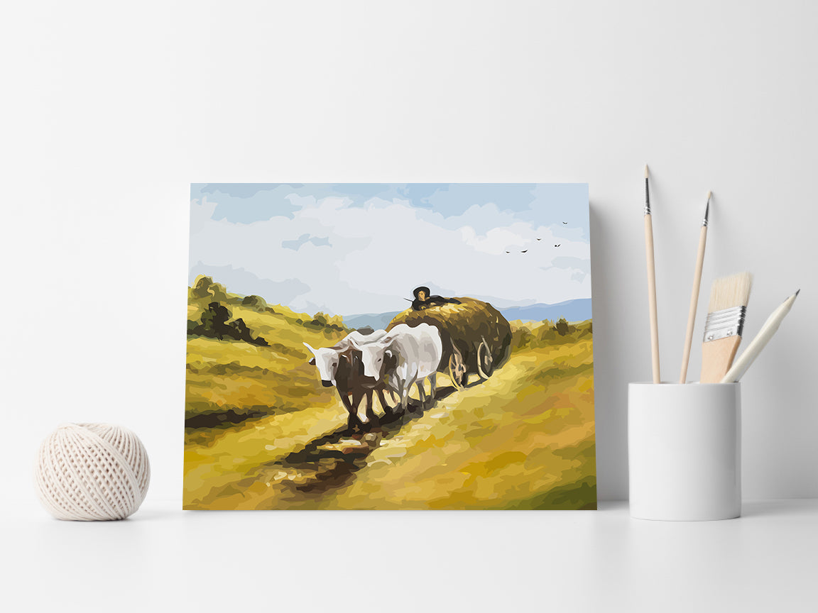 Set Pictură pe numere - Carul cu Boi